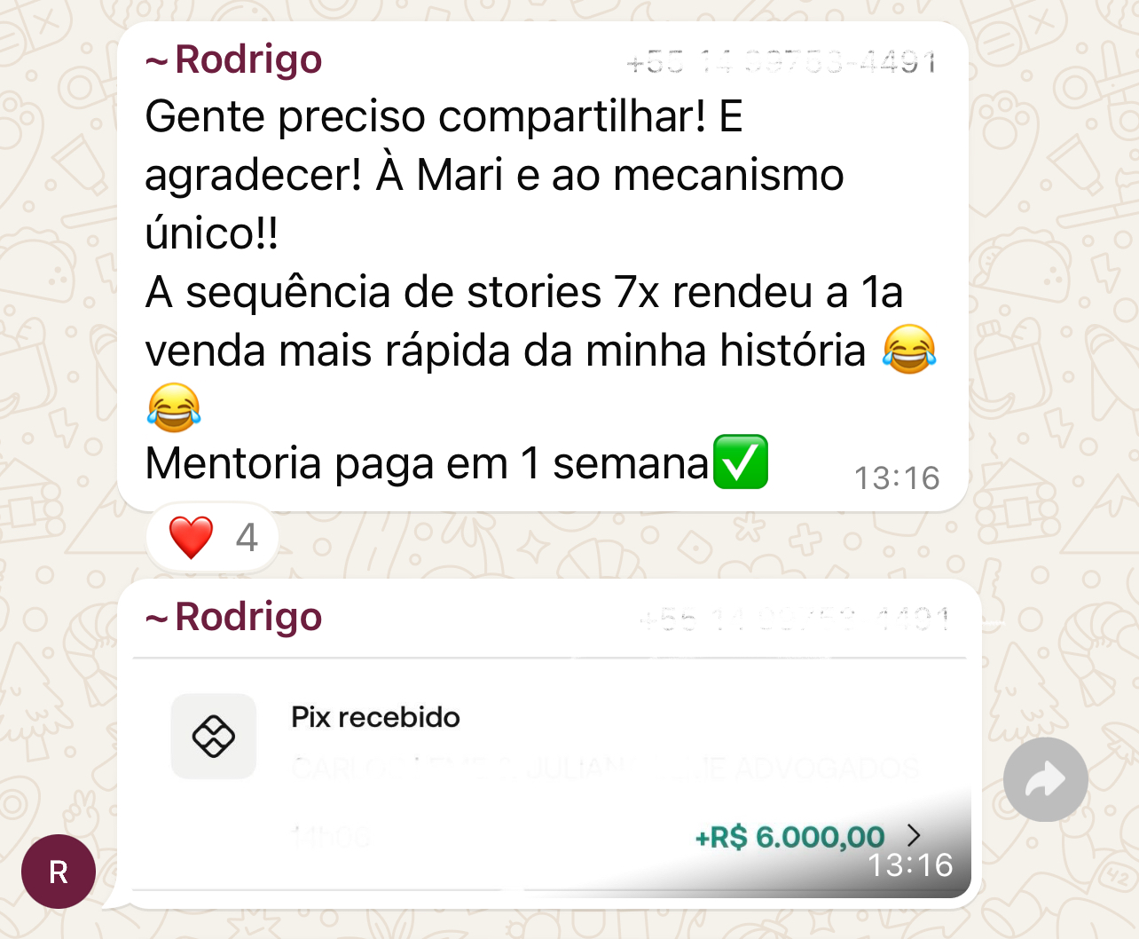 Depoimento de cliente comemorando vendas (1 de 7)